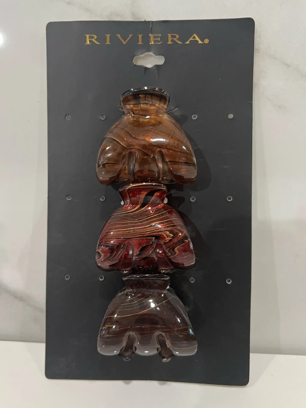 Riviera Marbled Brown and Red Hair Claw Clip Set